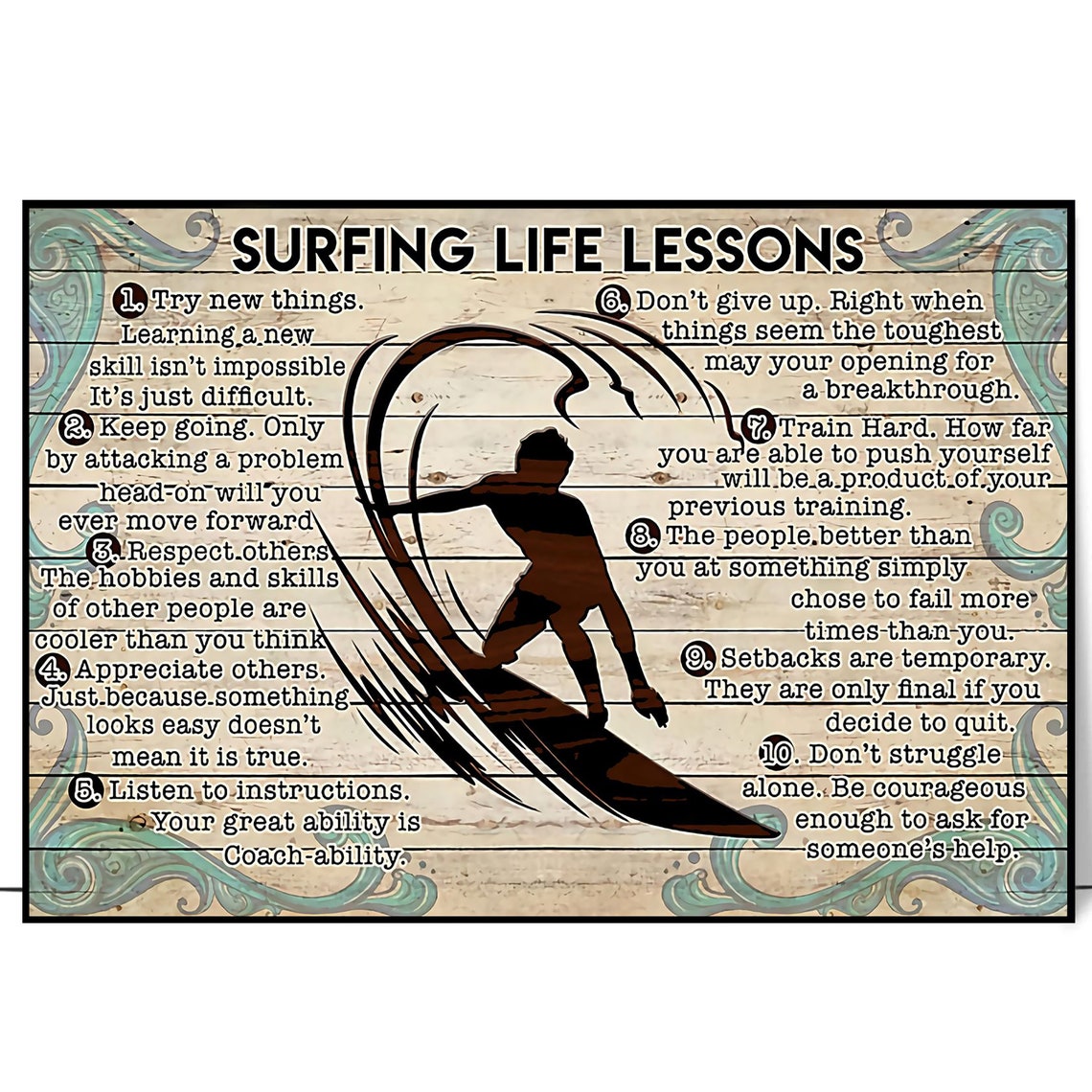 Surfring Life Lessons, Vintage Poster