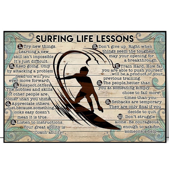 Surfring Life Lessons, Vintage Poster