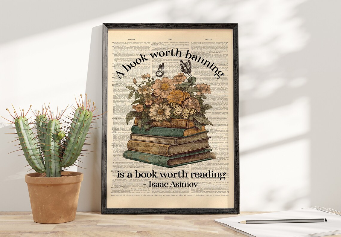 Isaac Asimov Book Worth Banning Quote Vintage Dictionary Poster
