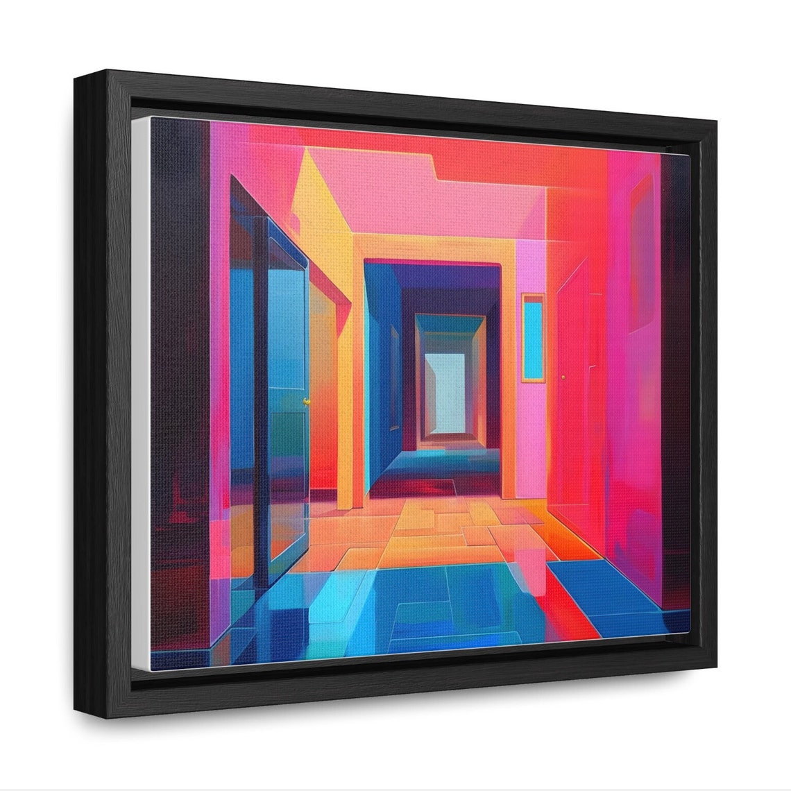Neon Pink Corridor Retro Futuristic Hallway Color Pop Poster - Image 2