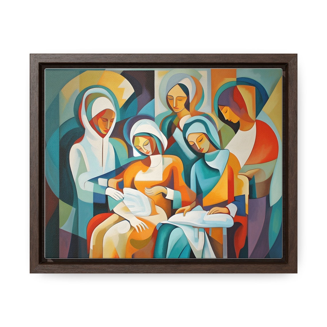 Five Sisters Gathered Together in a Cubist Abstract Style Wall Art - Image 4