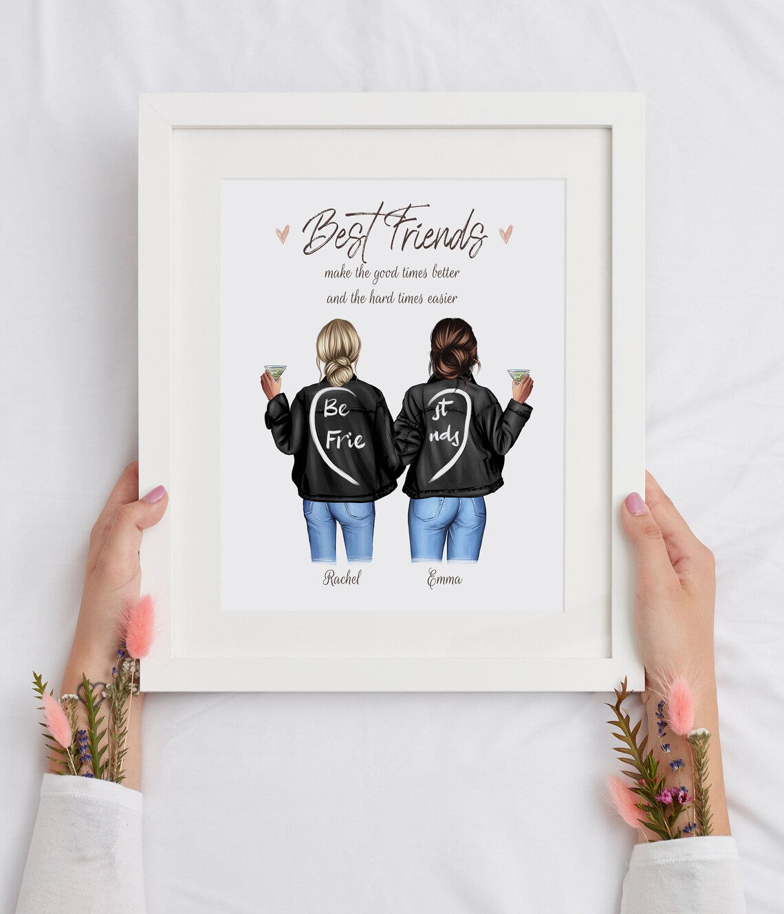 Personalized Best Friends Wall Art Rachel Emma Cocktails Gift - Image 2