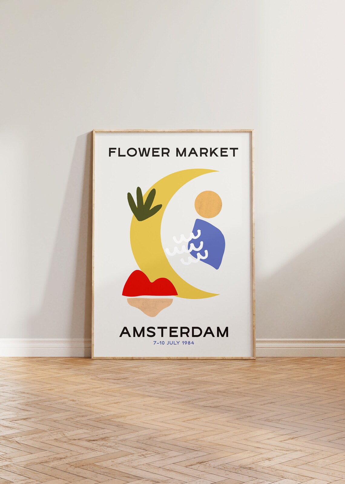 Amsterdam Flower Market Retro Abstract Mid Century Poster July 1984