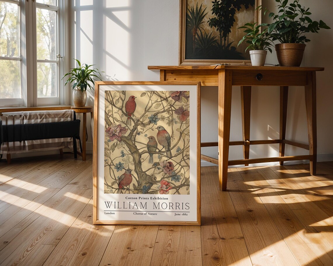 William Morris Chorus of Nature Birds Vintage Cotton Exhibition Poster - Image 3