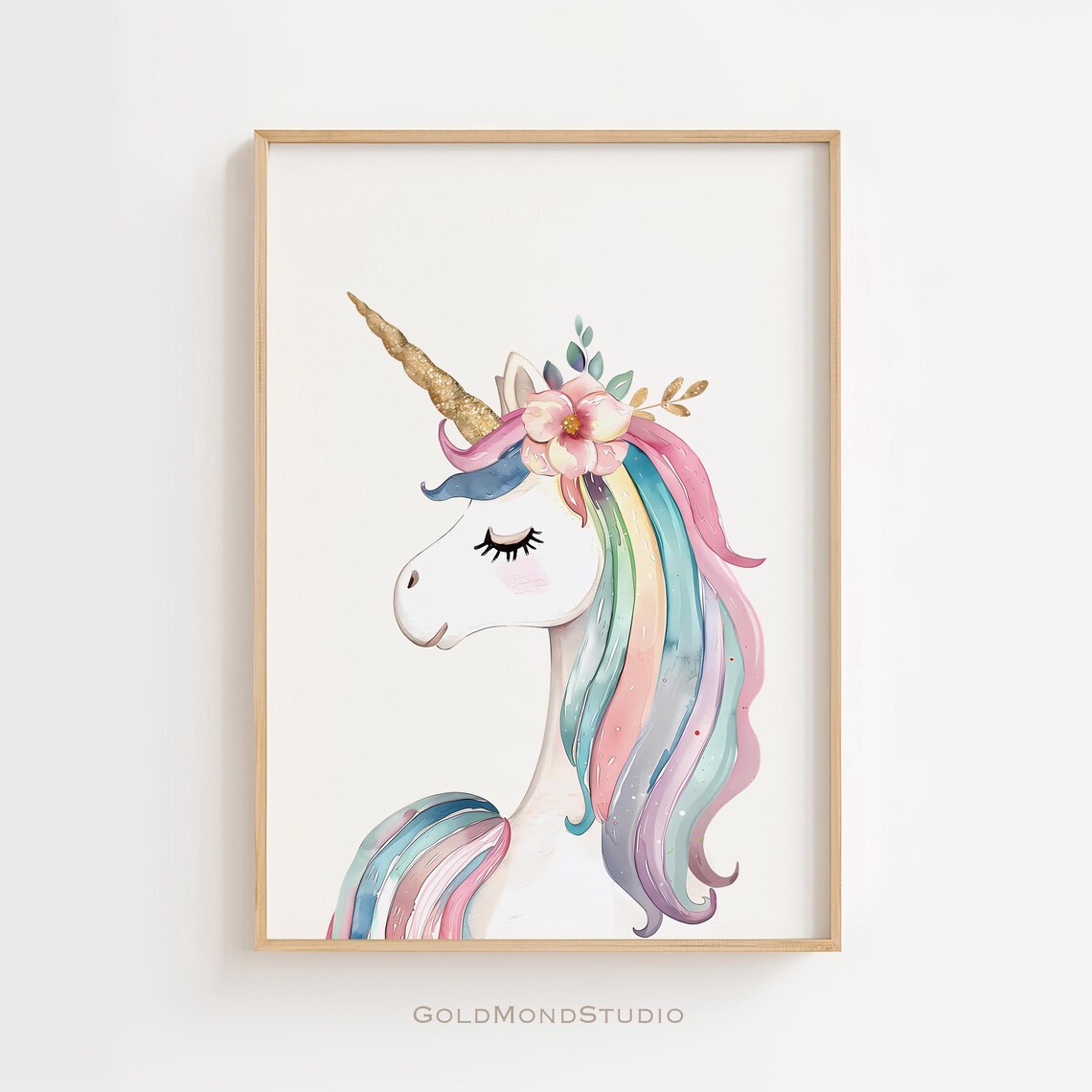 Unicorn Watercolor Nursery Kids Wall Art Print