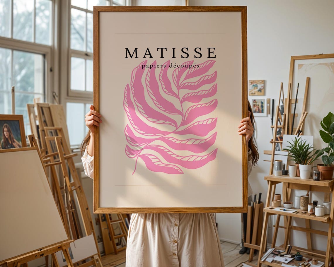 Matisse Pink Leaf Cut Out Papiers Decoupes Botanical Art Poster - Image 2