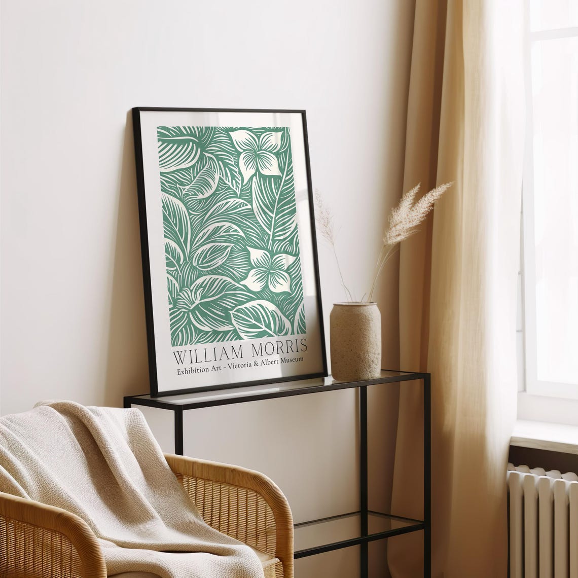 William Morris Green Leaf Cotton Textile Exhibition Art Poster - Image 3