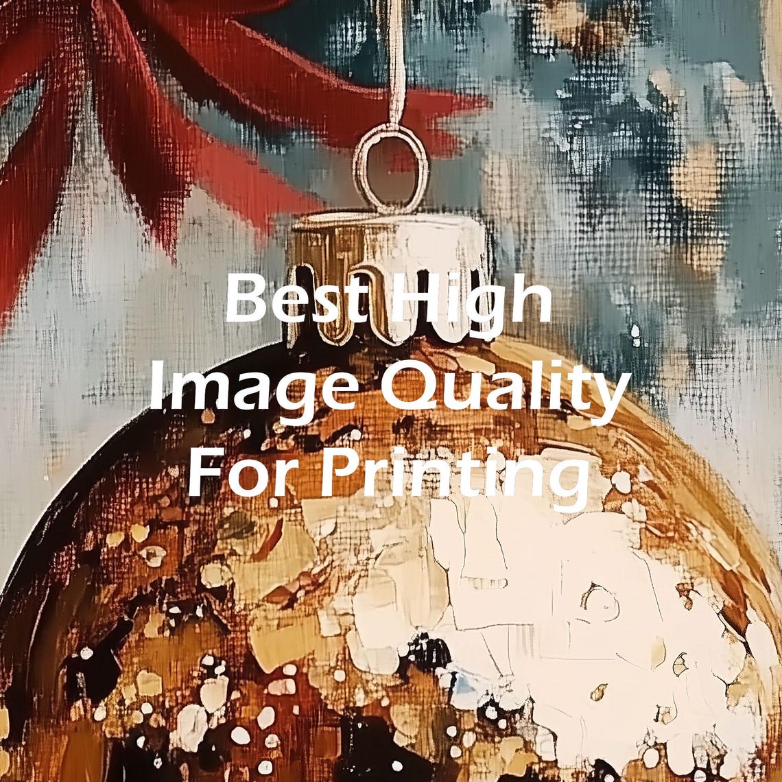 Gold Baubles with Red Bow Impressionist Christmas Ornament Poster - Image 2