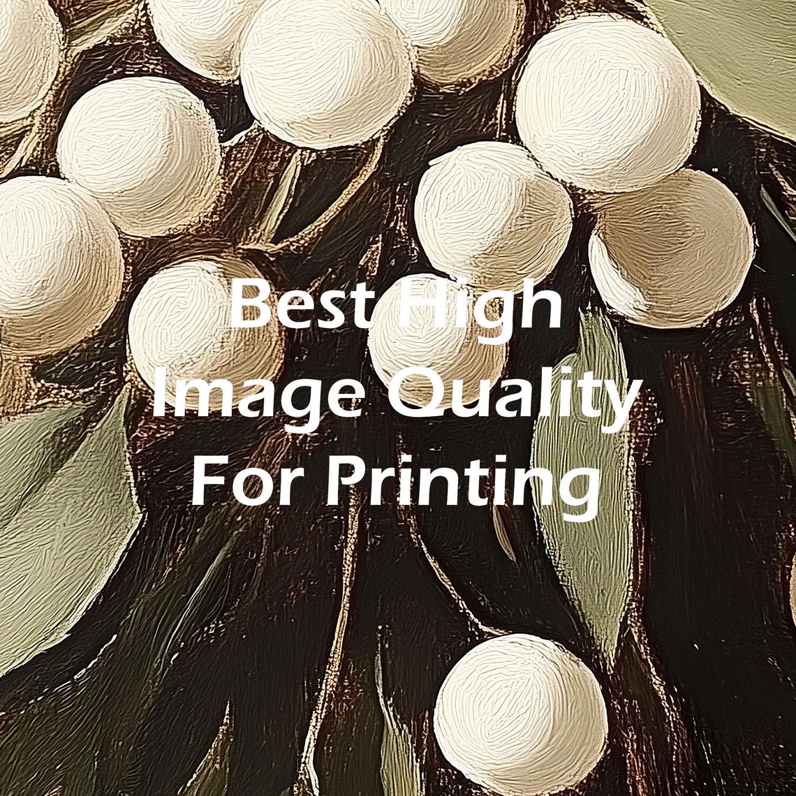Hanging Mistletoe With White Berries Vintage Botanical Wall Art - Image 5
