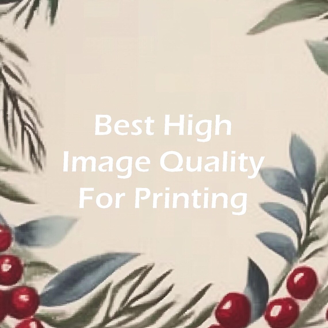 Watercolor Christmas Wreath Berry Pine Rustic Holiday Art Print - Image 5