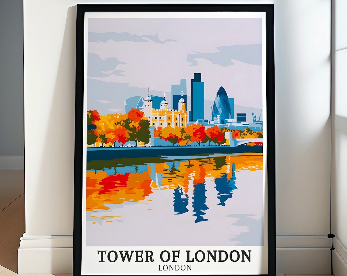 Tower Of London Colorful Riverside Skyline Autumn Thames View Poster