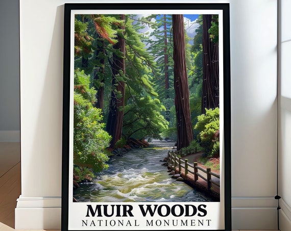 Muir Woods National Monument Travel Poster Muir Woods National Monument Travel Print Print Of Muir Creek