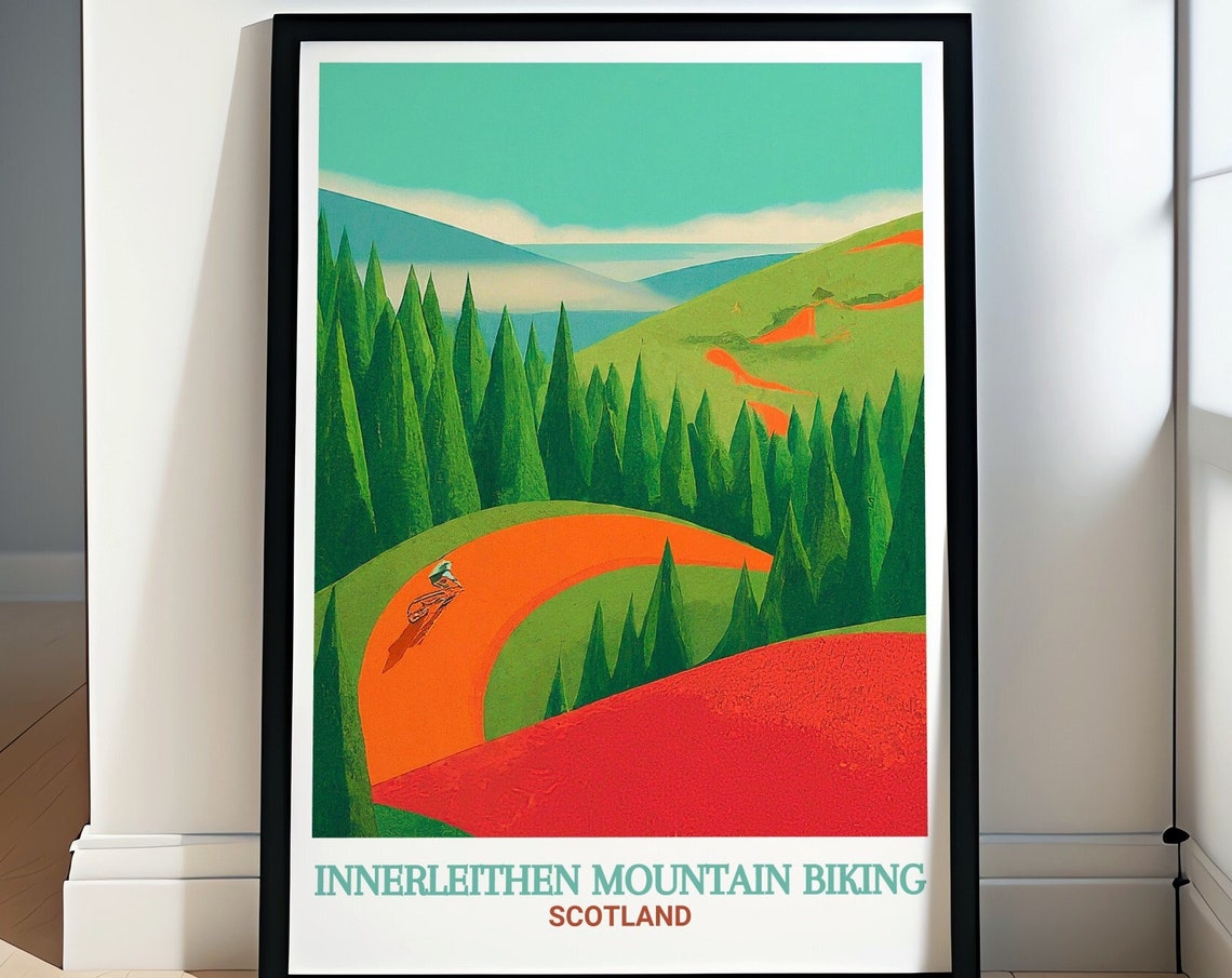 Innerleithen Scotland Mountain Biking Forest Trail Adventure Poster