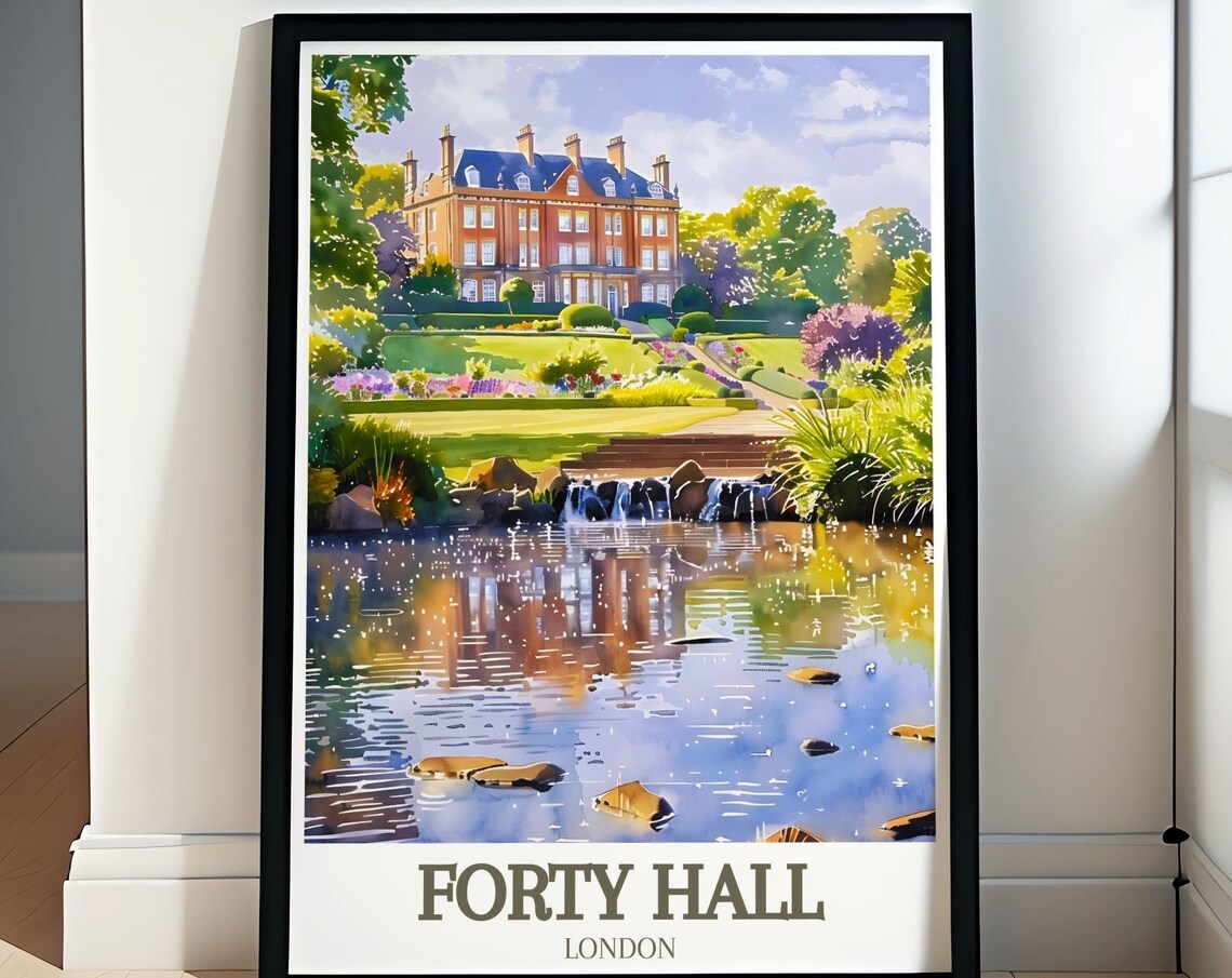 Forty Hall London Lake Reflection and Garden View Poster Art