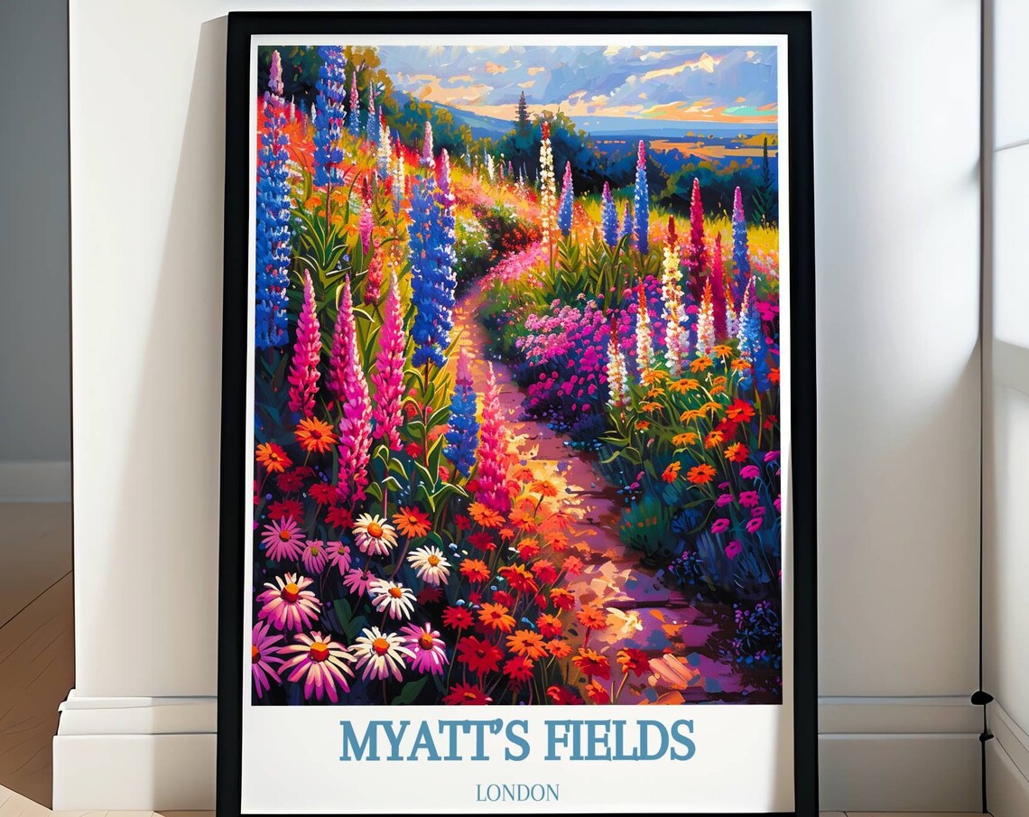 Myatts Fields London Lupine Garden Path Burst Of Color Poster