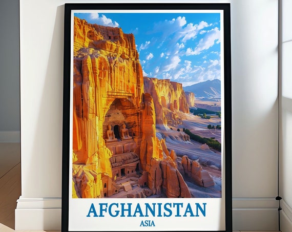 Afghanistan Travel Prints Amiyan Buddha Statues Art Print Afghanistan Wall Art And Posters Bamiyan Buddha Statues Art And City Prints