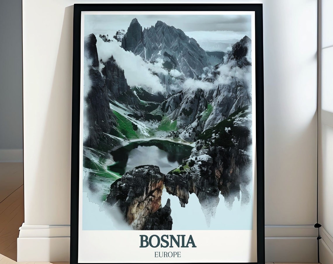 Bosnia Travel Print Sutjeska National Park Art Print Magli Mountain And Trnovako Lake Decor Bosnia Wall Art