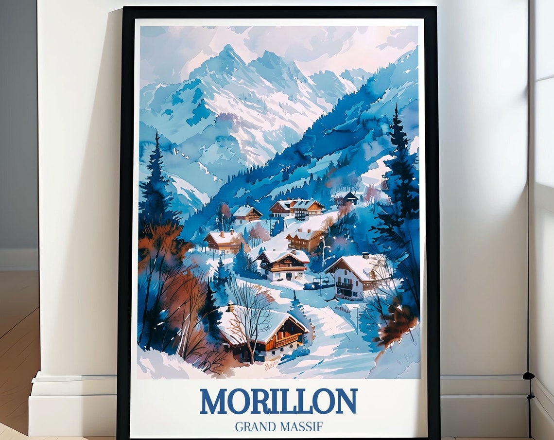 Morillon Ski Resort Wall Art French Alps Grand Massif Retro Ski Poster Morillon France Ski Resort Print French Alps Art