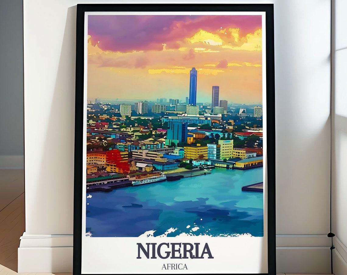 Nigeria Travel Poster Lagos Victoria Island Travel Print Lagos Victoria Island Art Nigeria Poster Print