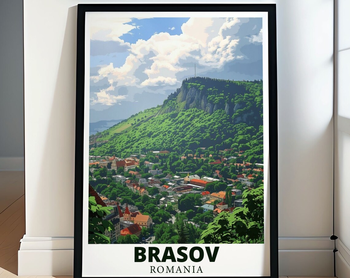 Brasov Romania Tampa Mountain City View Summer Travel Poster