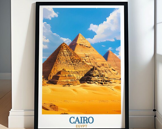 Cairo Travel Print Pyramids Of Giza Art For Gifts And Homecairo Travel Art The Pyramids Of Giza Print