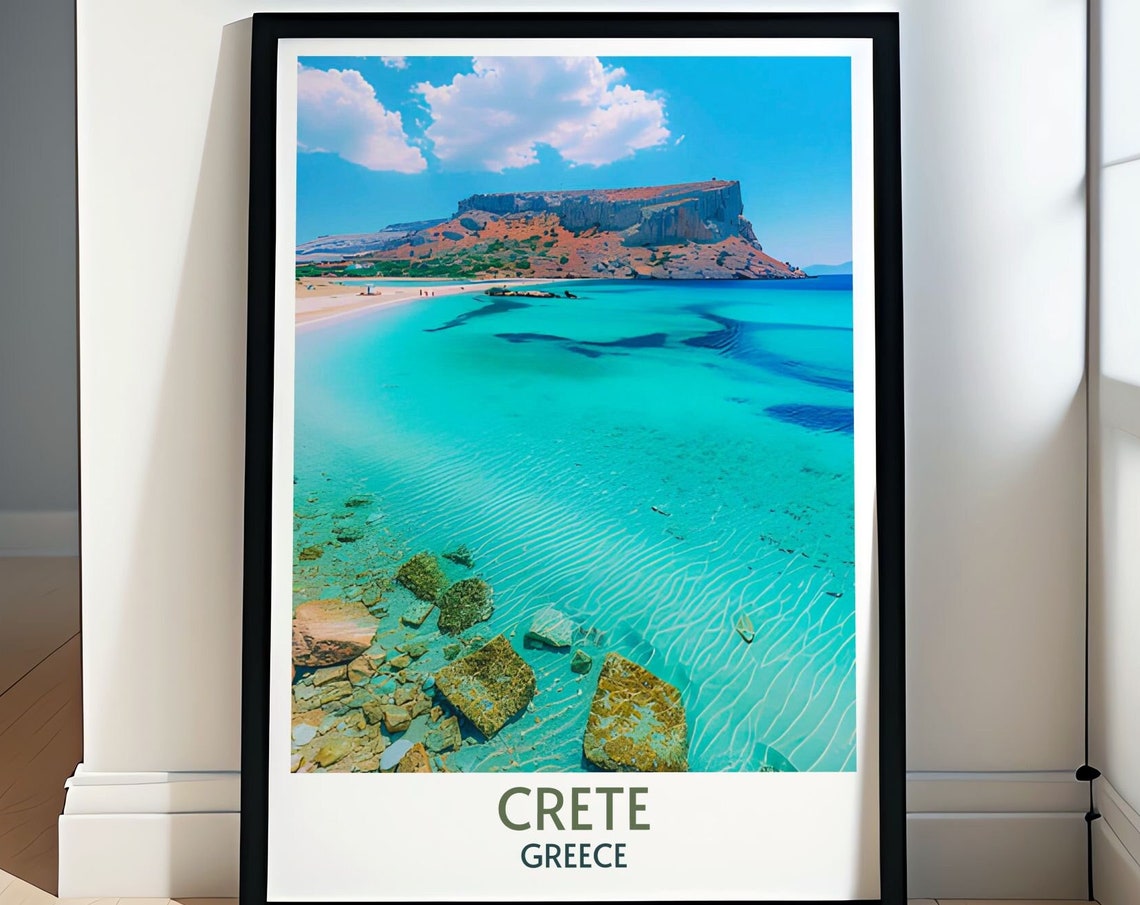 Crete Greece Turquoise Bay Crystal Waters Beach Island Poster
