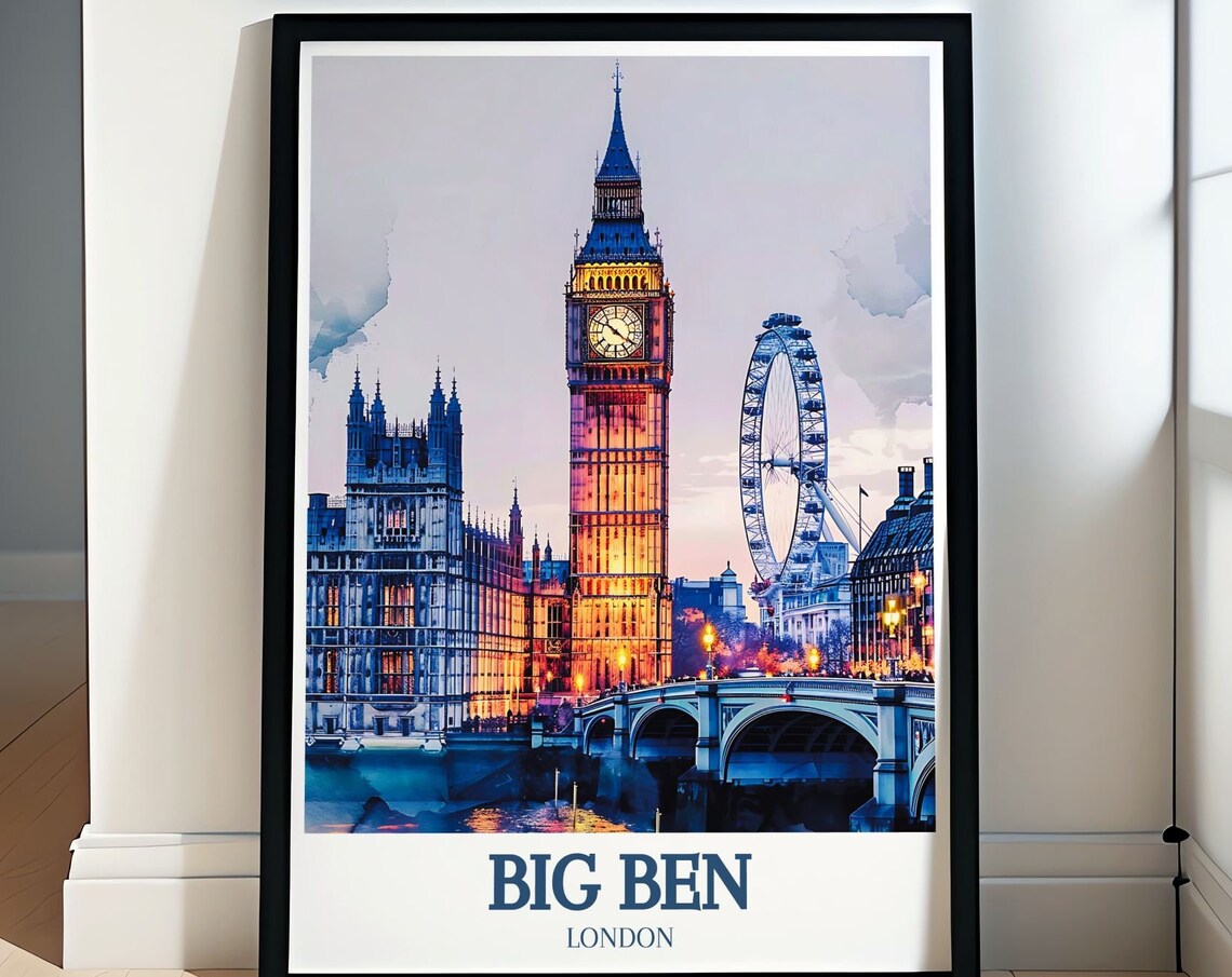 Big Ben London Dusk View With London Eye Westminster Bridge Poster