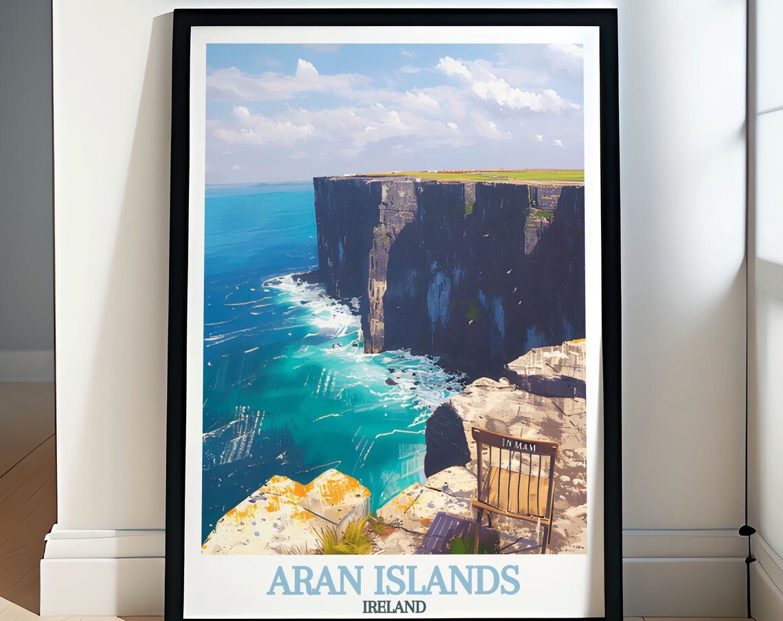 Aran Islands Ireland Sea Cliffs Coastal Cliff Top Travel Art Poster