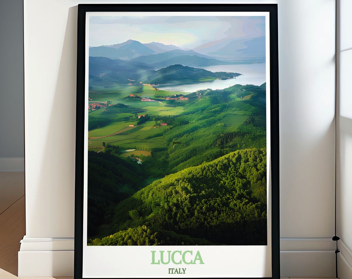 Lucca Italy Lago di Massaciuccoli Green Hills Lake View Poster