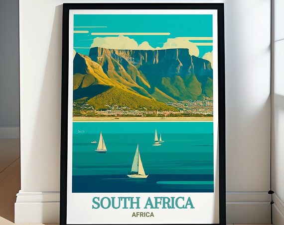 South Africa Travel Art Collection Table Mountain Travel Prints Natural Wonders Table Mountain Travel Posters