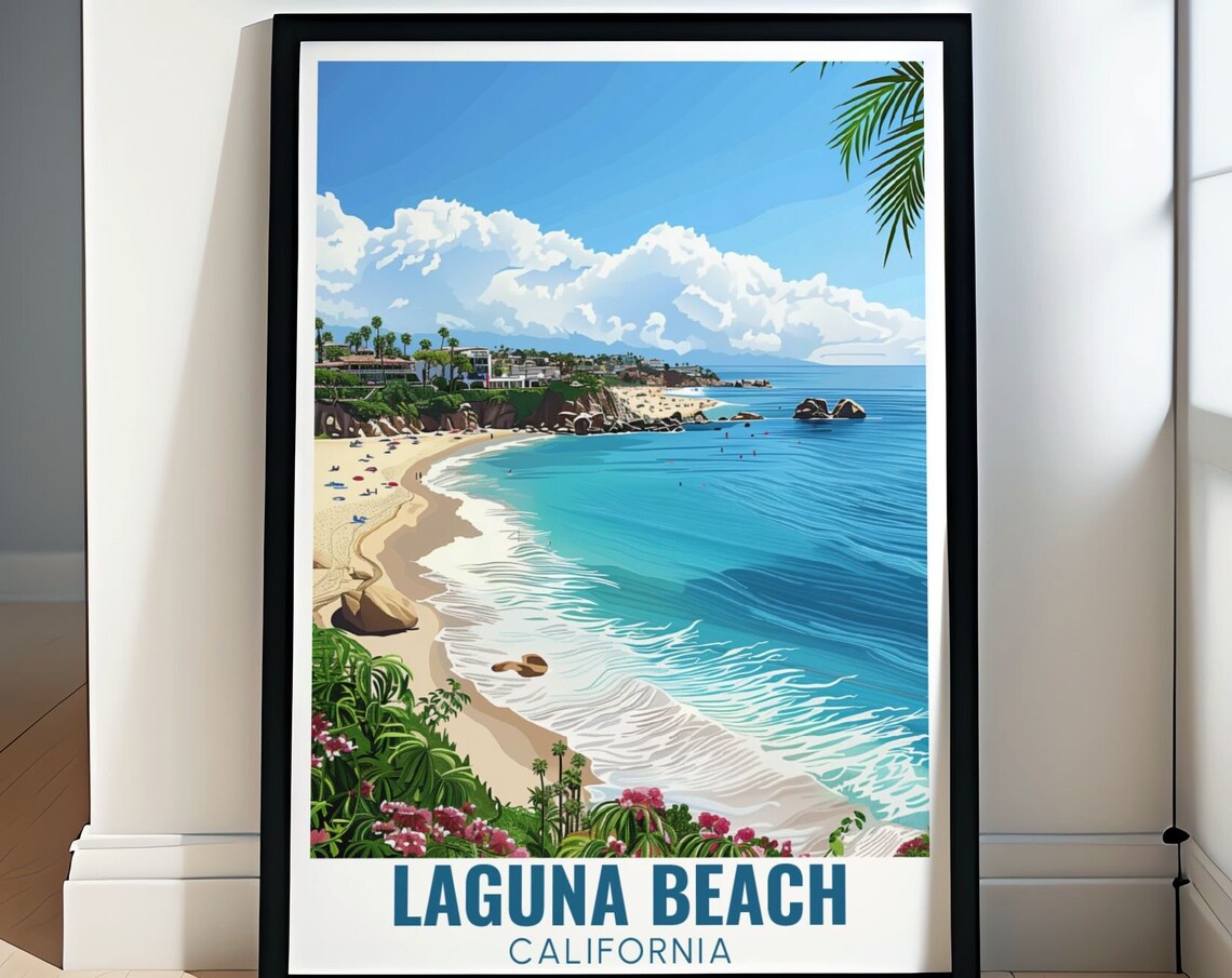 Laguna Beach Turquoise Bay Beach Cove California Travel Poster