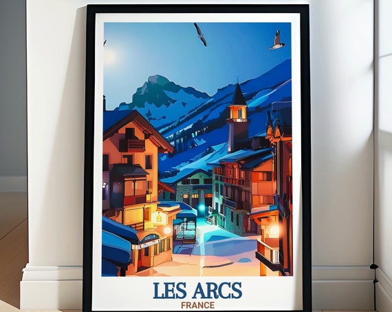 Les Arcs Travel Print Les Arcs 1950 Village Ski Resort Wall Art Les Arcs 1950 Village Art Decor Les Arcs 1950 Village Gift