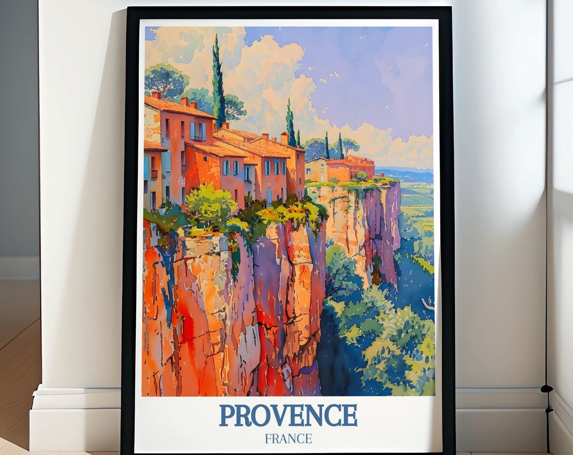 Provence Travel Poster Art Poster Of Roussillon Ochre Village Roussillon Ochre Village Poster Roussillon Ochre Village Travel Poster