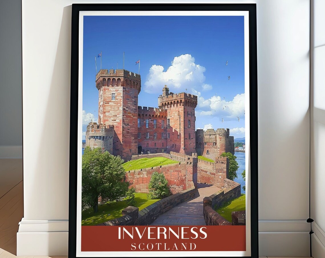 Inverness Castle Print Scotland Travel Poster Iconic Highland Landmark Art Historic Inverness Castle Print Scotland Heritage Art