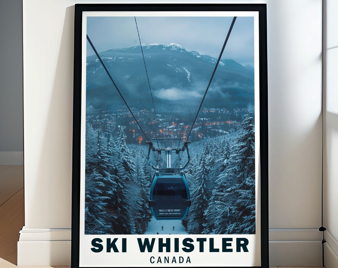 Ski Whistler Peak 2 Peak Gondola Snowy Forest Evening View Poster
