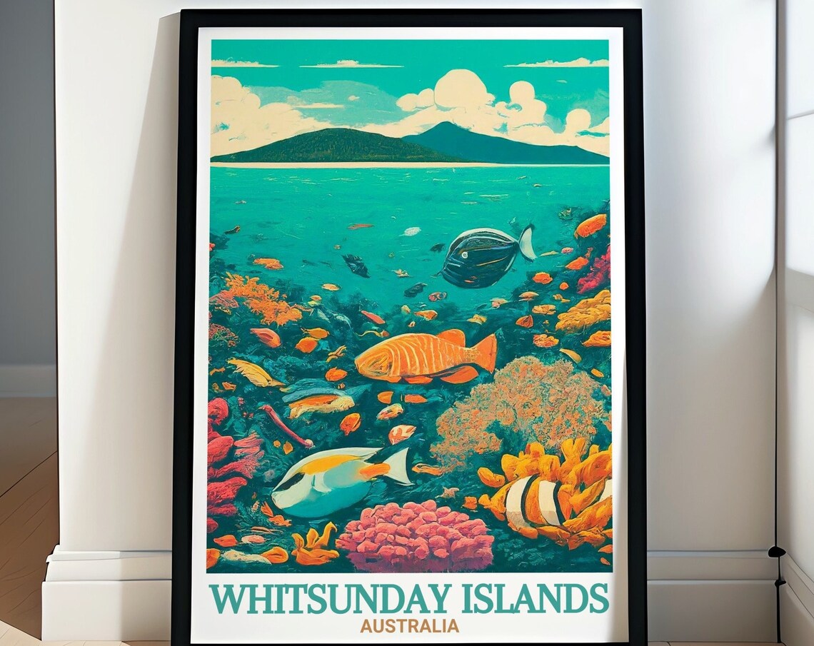 Whitsunday Islands Great Barrier Reef Coral Fish Travel Poster