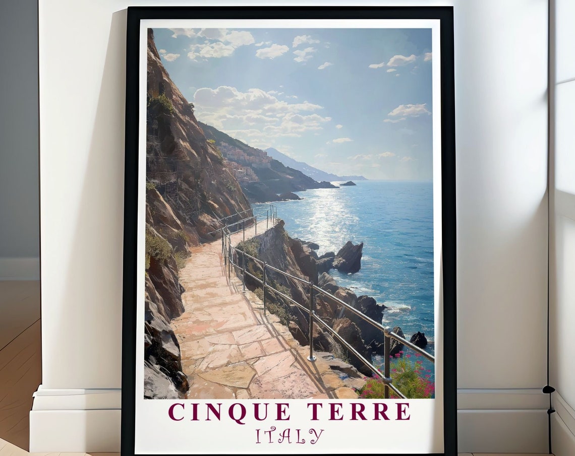 Cinque Terre Coastal Cliff Path Overlooking The Sea Italy Poster