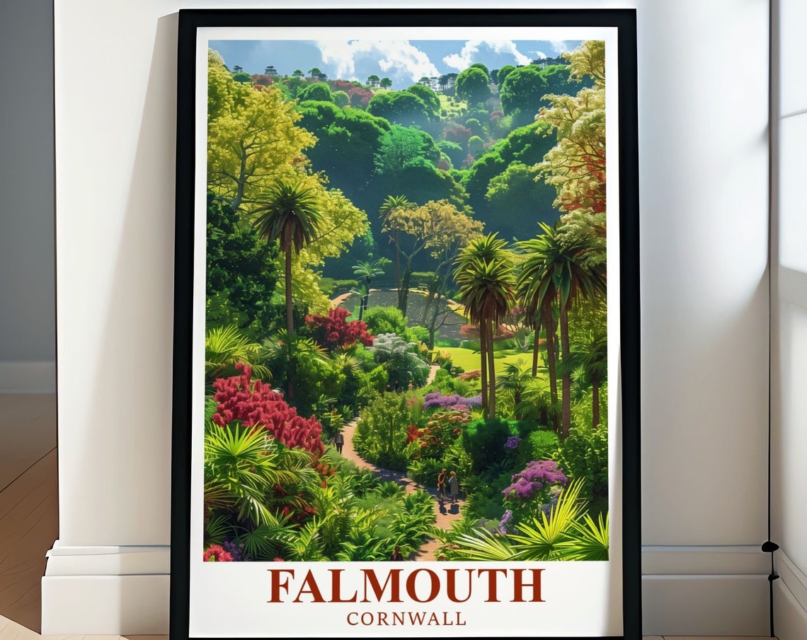 Falmouth Travel Print Trebah Garden Posters And Falmouth Art Trebah Garden Decor Trebah Garden Print Falmouth Travel Poster