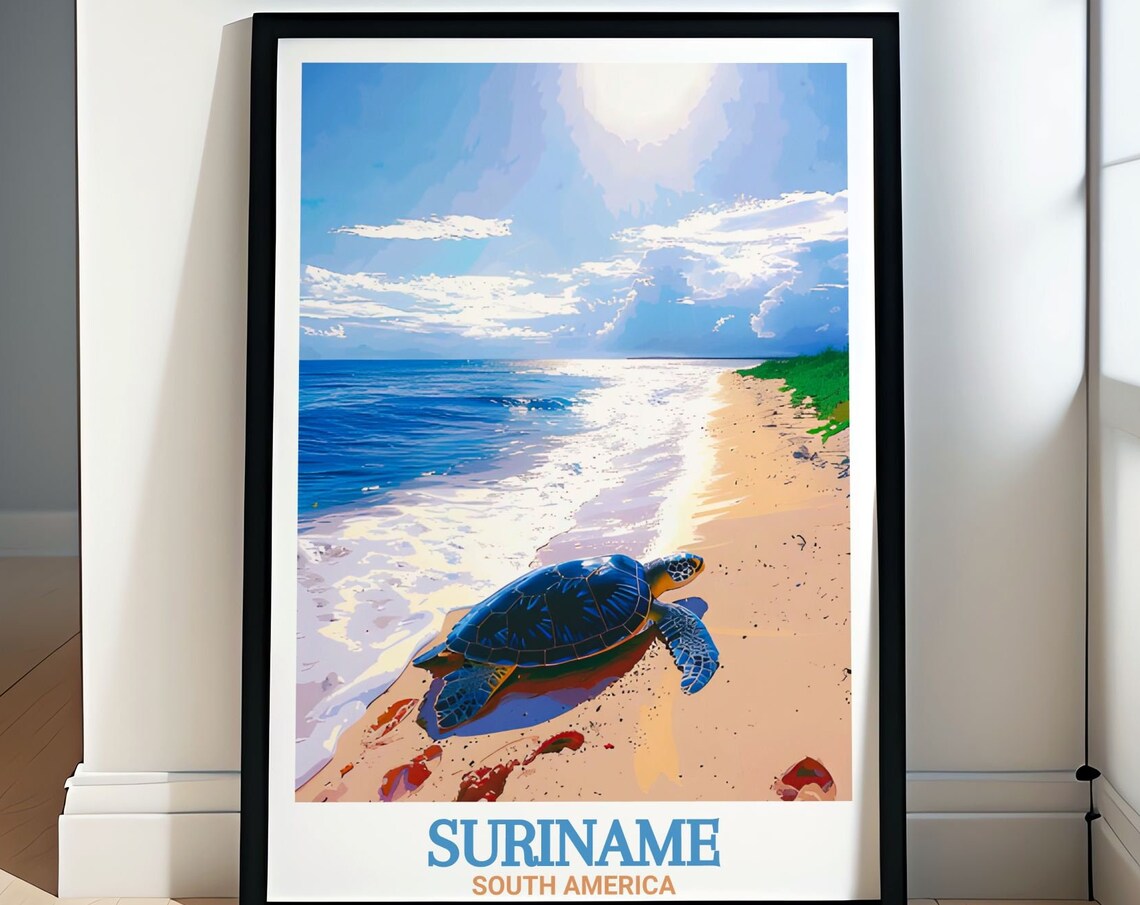 Galibi Sea Turtle Beach Suriname South America Travel Poster