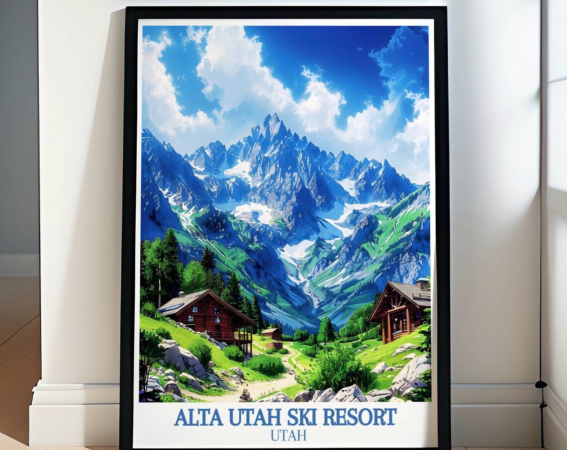 Alta Utah Ski Resort Snowy Alpine Cabins Winter Peaks Poster