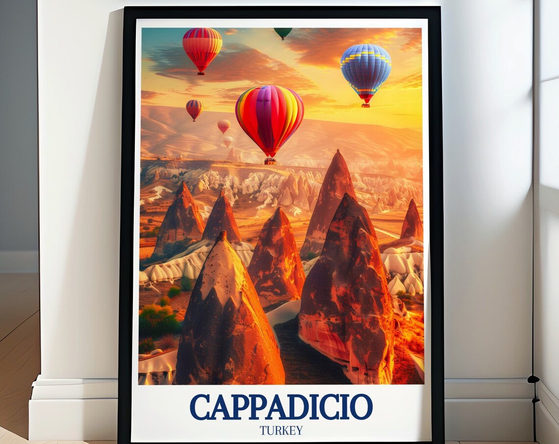 Cappadocia Art Collection Fairy Chimneys And Balloon Trip Art Cappadocia Travel Print Fairy Chimneys And Hot Air Balloon Trip Poster