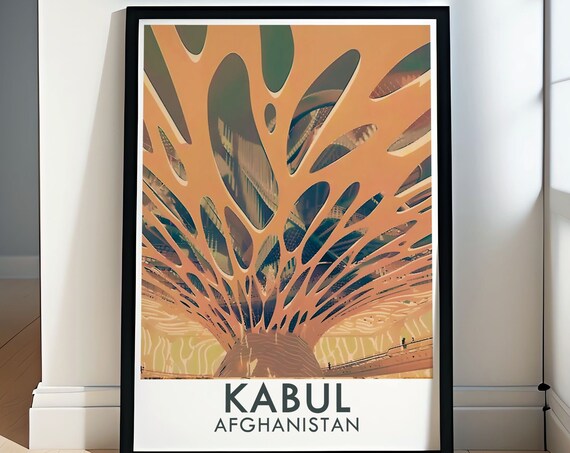 Kabul Afghanistan Organic Lattice Modern Architecture Travel Poster