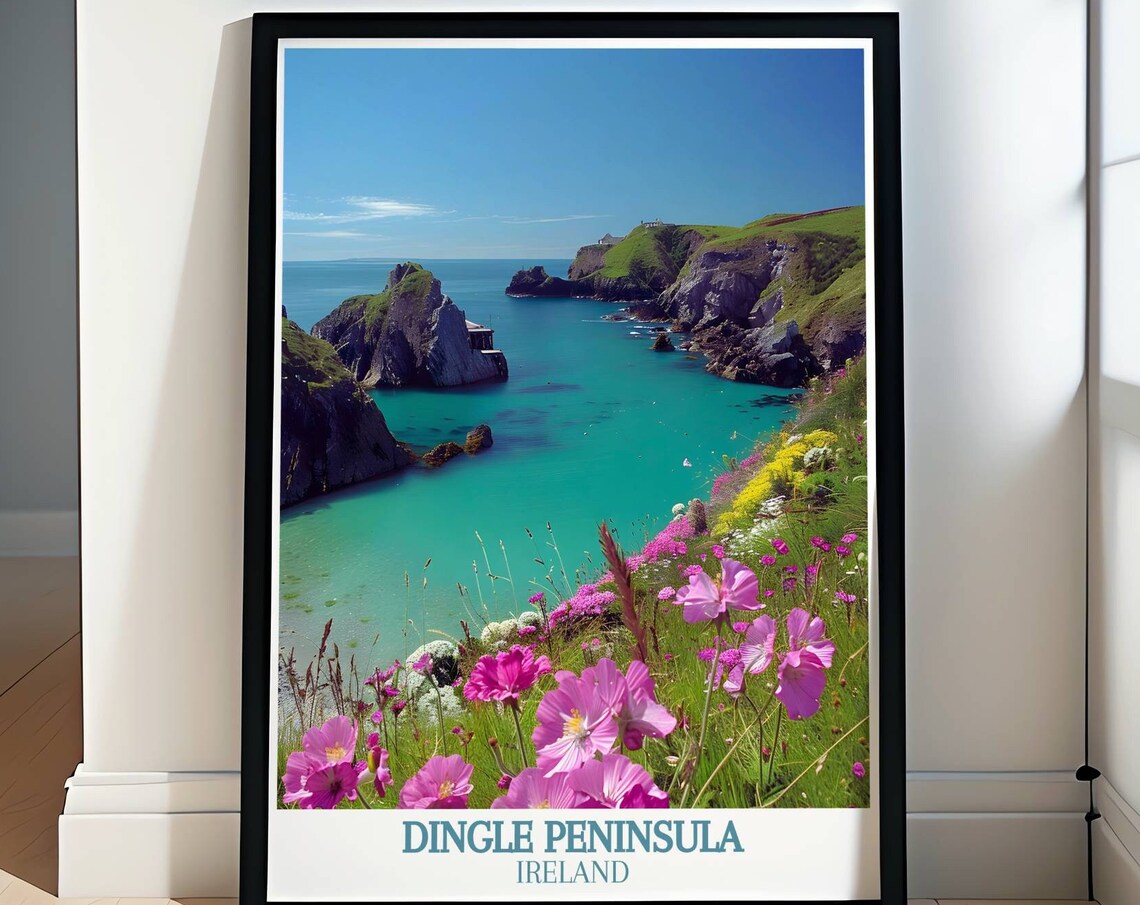 Dingle Peninsula Wildflower Cove Turquoise Cliffs Ireland Poster