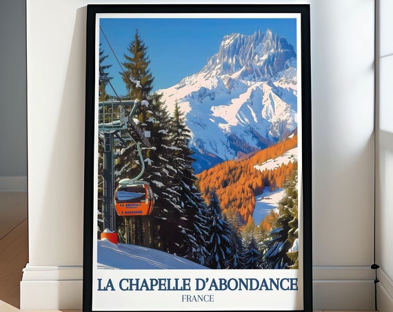 La Chapelle Dabondance Wall Art Dents Du Midi Val Dabondance Retro Skiing Prints La Chapelle Dabondance French Alps Ski Poster