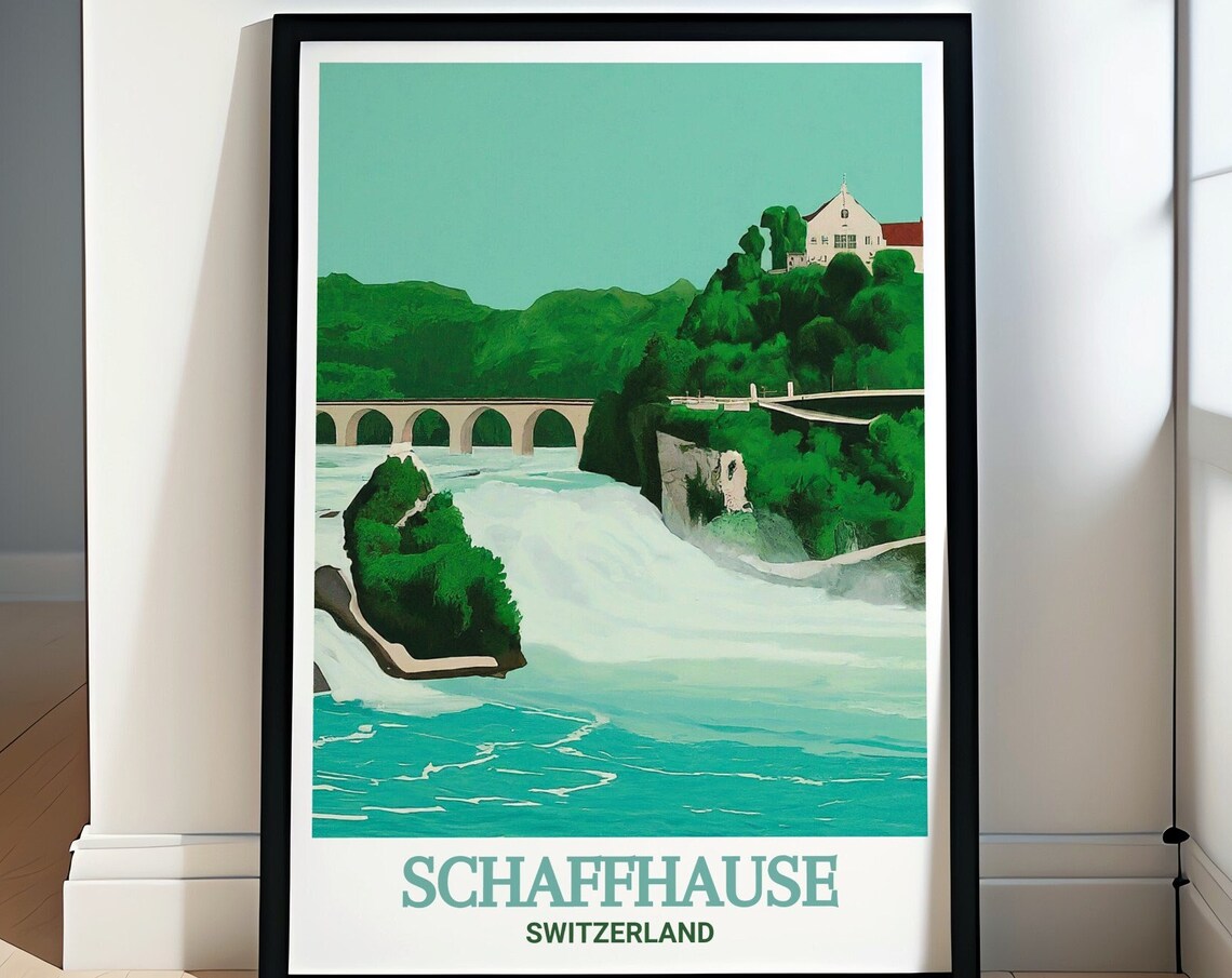 Schaffhausen Switzerland Powerful Rhine Falls Cascade Poster