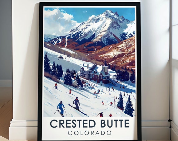 Crested Butte Print Crested Butte Mountain Resort Ski Poster Crested Butte Skiing Gift Print Crested Butte Mountain Resort Art