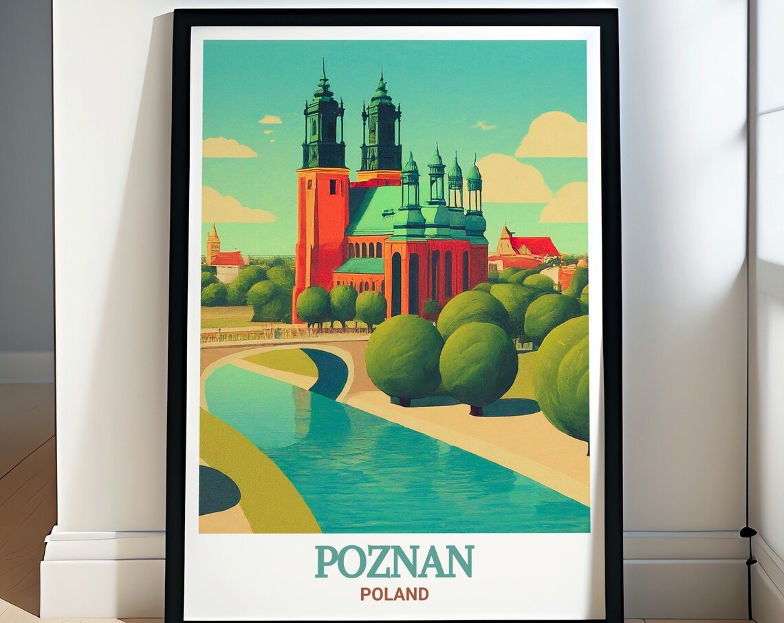 Poznan Poland Cathedral Island Church Riverbank Heritage Poster