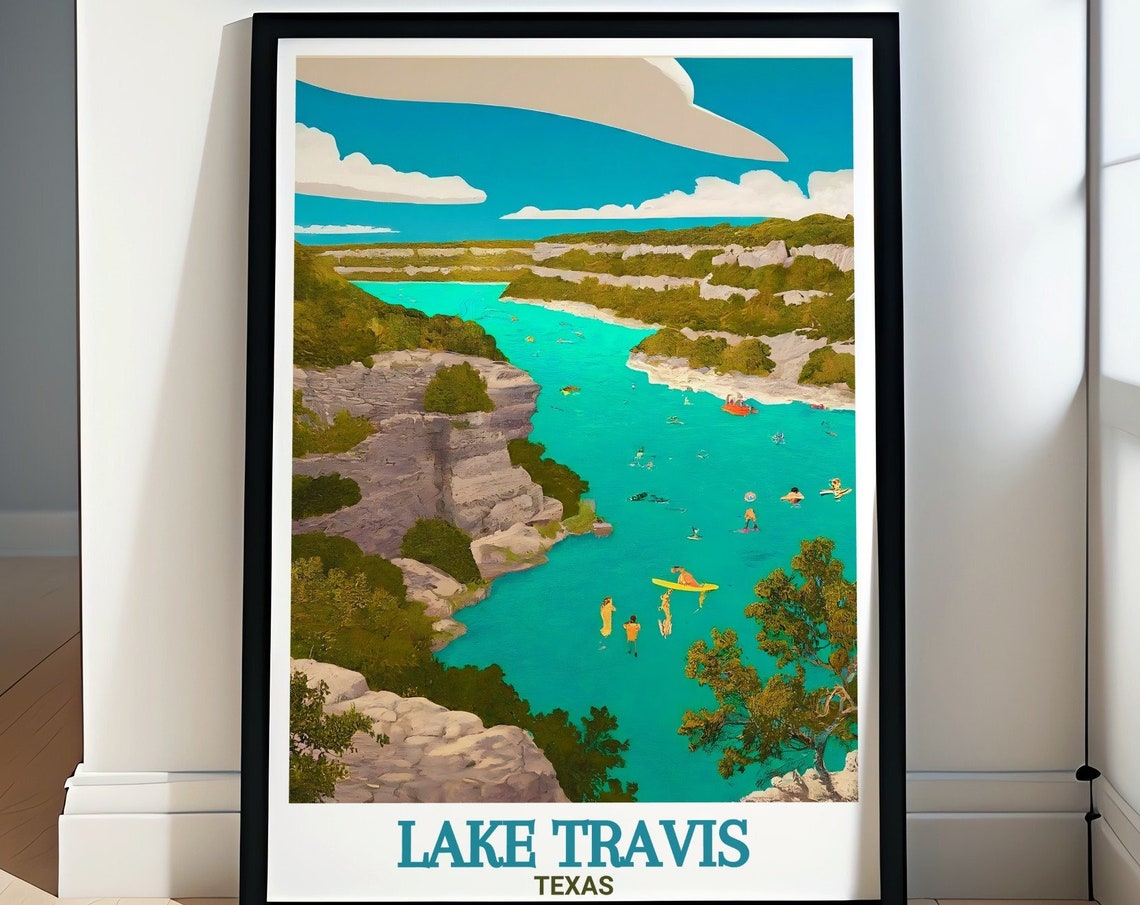 Lake Travis Texas Pace Bend Park Turquoise Swim Cove Travel Poster