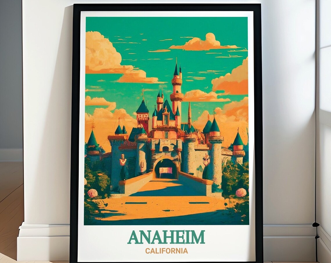 Anaheim California Storybook Castle Sunset Magic Theme Park Poster