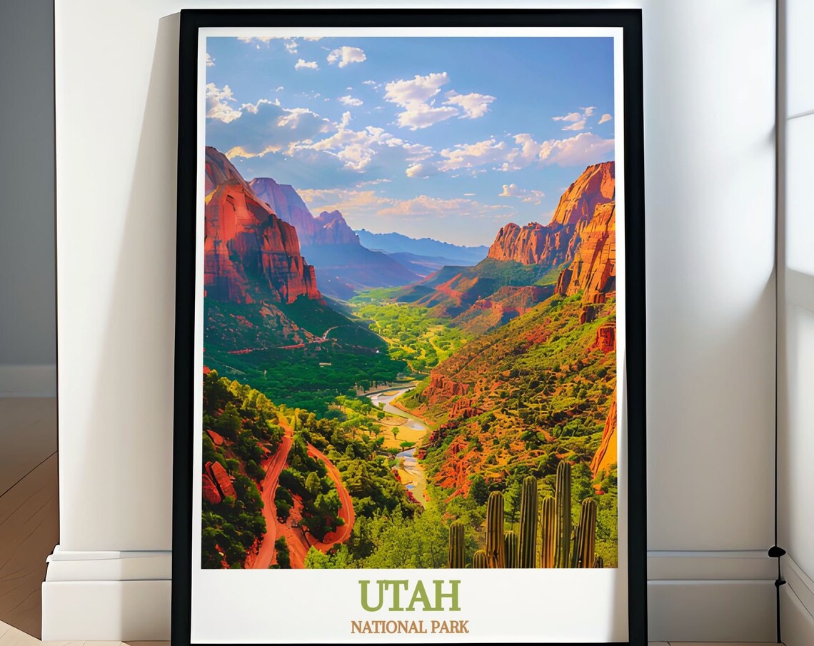 Utah National Park Red Rock Canyon Winding River Valley Poster